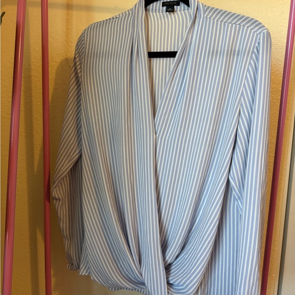 Ann Taylor Lavender and White Surplice Blouse - Picture 1 of 4